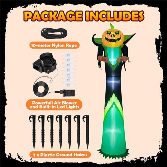 12ft Halloween Inflatable Decor with LED Lights Outdoor Blow up Decor - Picture 3 of 8